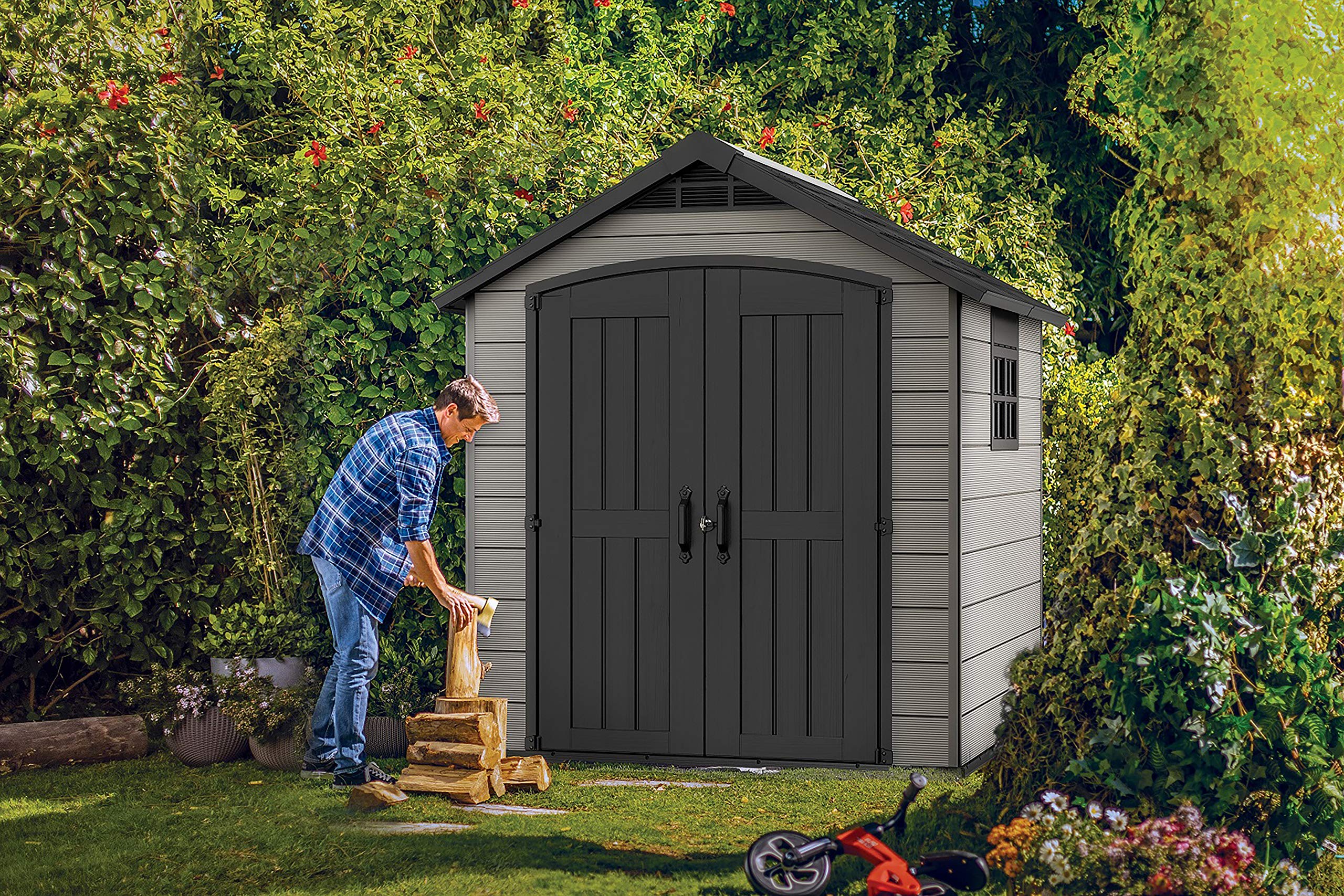 Keter Premier 7.5 x 7ft Double Door Outdoor Apex Plastic Garden Shed