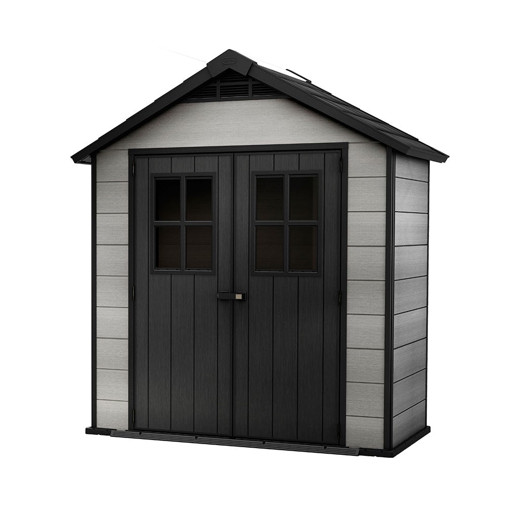 Keter Oakland Outdoor Plastic Garden Storage Shed, 7.5 x 4 feet - Grey