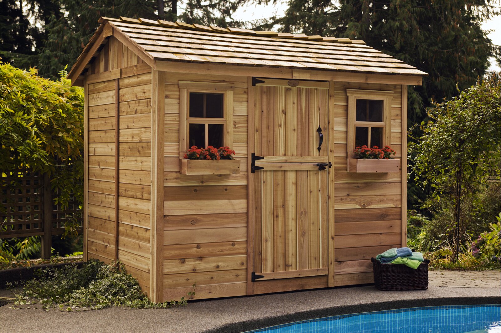 【Storage Shed】9x6 ft Cabana Cedar Wood Garden Shed