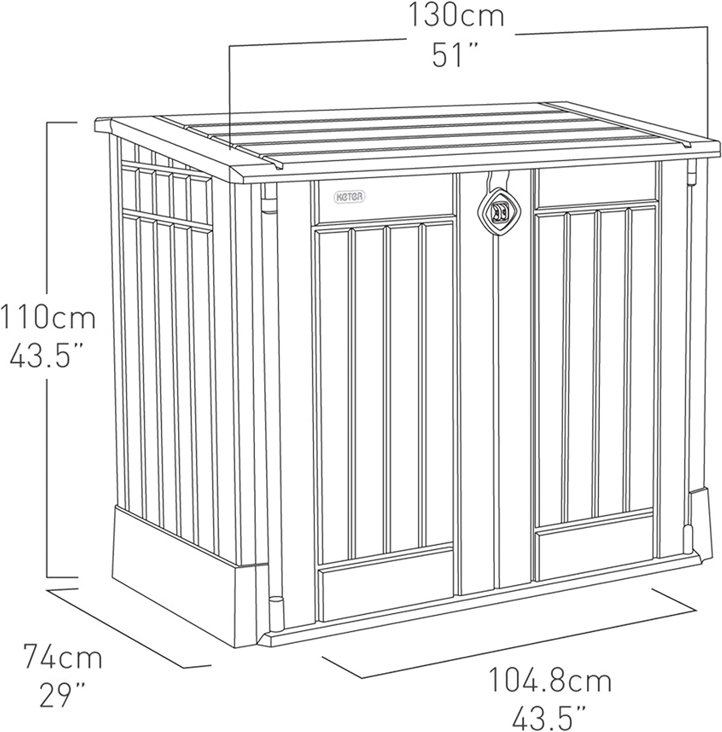 Keter Store-It Out Midi Outdoor Garden Storage Shed, Beige and Brown, 130 x 74 x 110 cm