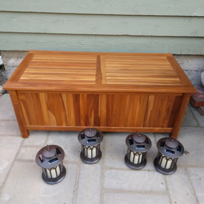【Storage Shed】Birch Lane Summerton Teak Solid Wood Deck Box in Natural Teak