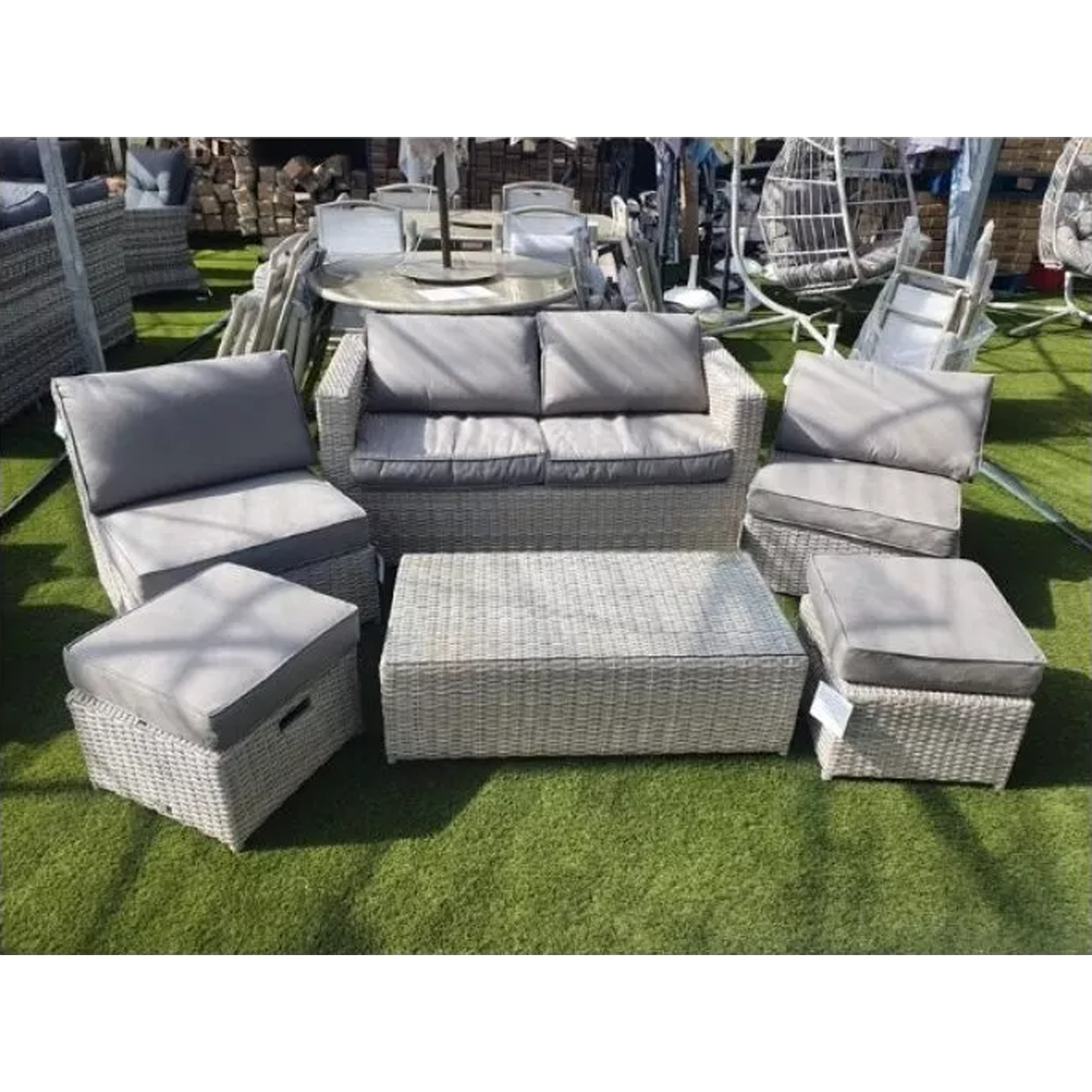 Sapcote 6pc Hideaway Lounge Set in Dark Grey Rattan