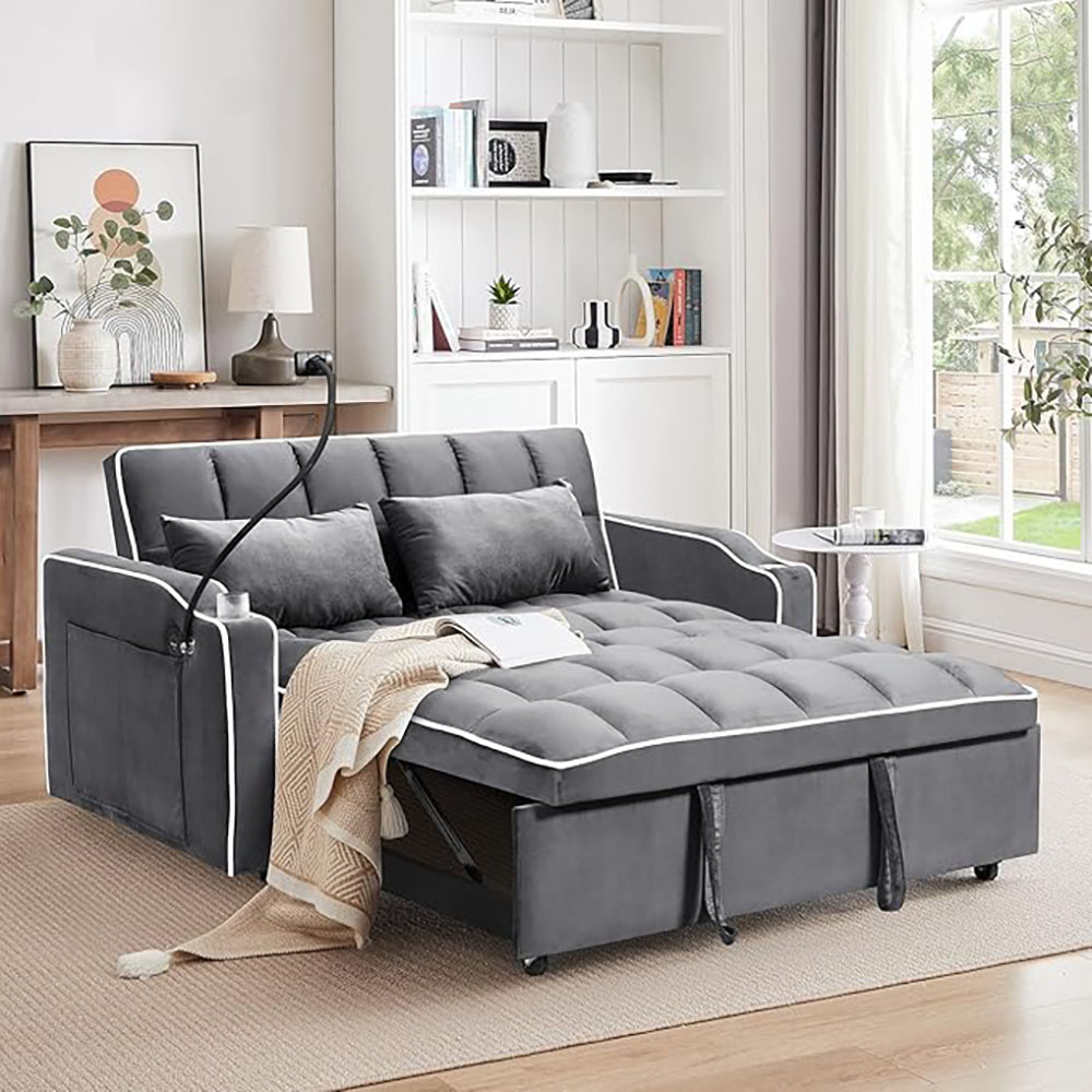 Convertible Sofa Bed,3-in-1 Velvet Sleeper Couch Pull-Out Bed