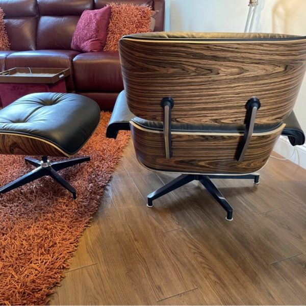 【Furniture】Genuine Leather Recliner with Ottoman, Mid Century Classic Lounge Chair