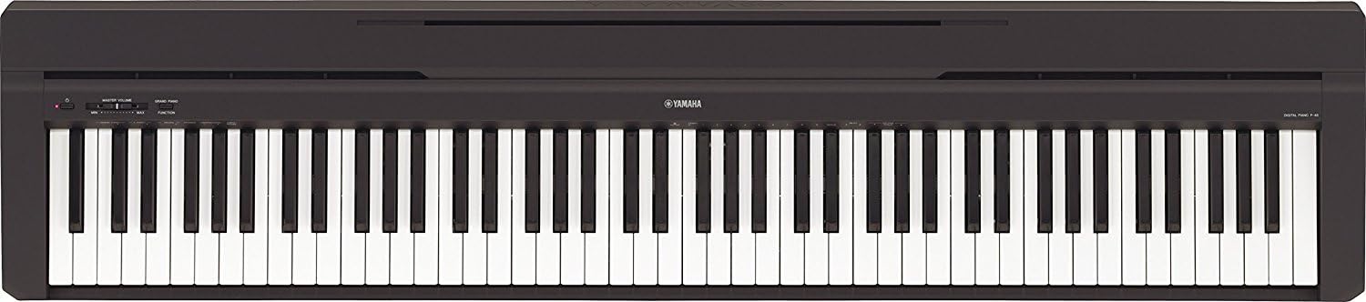 YAMAHA P45 88-Key Weighted Digital Piano Home Bundle With Wooden Furniture Stand And Bench