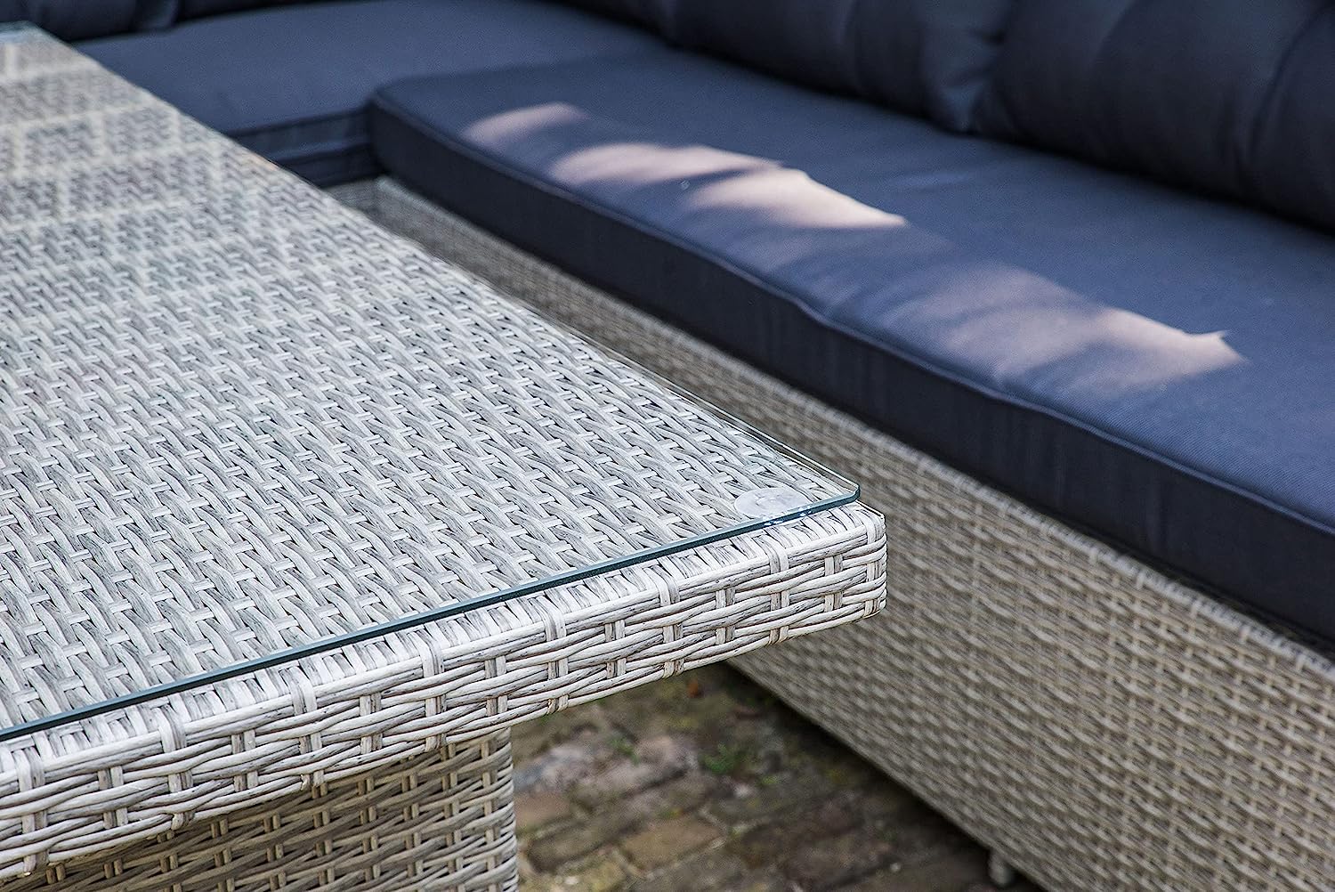 Backyard Furniture Barcelona Luxury 10 Seater Casual Dining Rattan Garden Set with Cushions, Grey, 191 x 177 x 87 cm